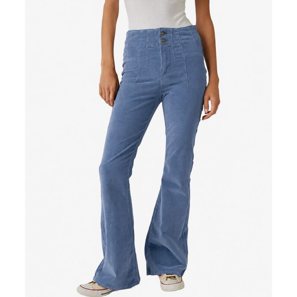 Free People We The Free Jayde Cord Flare Jeans Blue Corduroy Size 31 VGUC